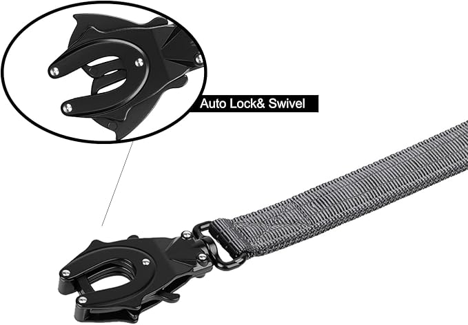 ICEFANG Tactical Dog Leash,K9 Training Walking Bungee Lead with 2 Control Handle,Heavy Duty Quick Release Metal Clasp,for Medium Large Breed (Reflective Grey, 6 FT)