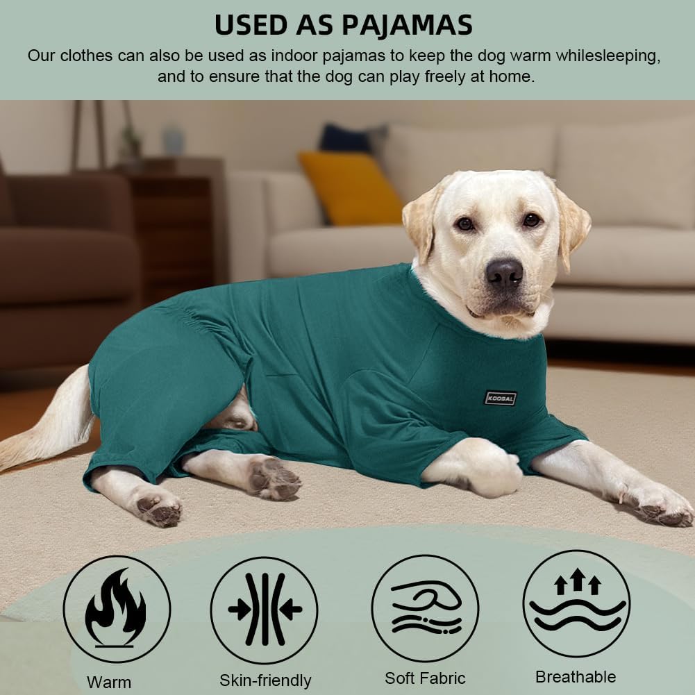 Dog Pyjamas PJS Sweater Clothes and Home Clothing Suitable for Large to Giant Breeds of Dogs, Dog Surgery Recovery Suit, Extra-Large Stretch Fabric, Four-Legged (Thin Dark Green, 6XL)