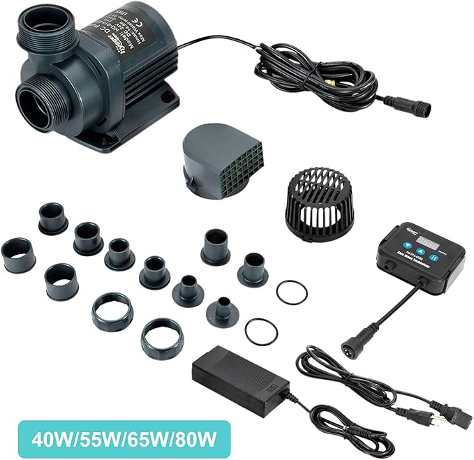 Hygger 1720GPH Quiet Submersible and External 24V Water Pump, with Controller (30%-100% Settings), Powerful Return Pump for Fish Tanks, Aquariums, Ponds, Fountains, Sump, Hydroponics (55W, 14.8ft)