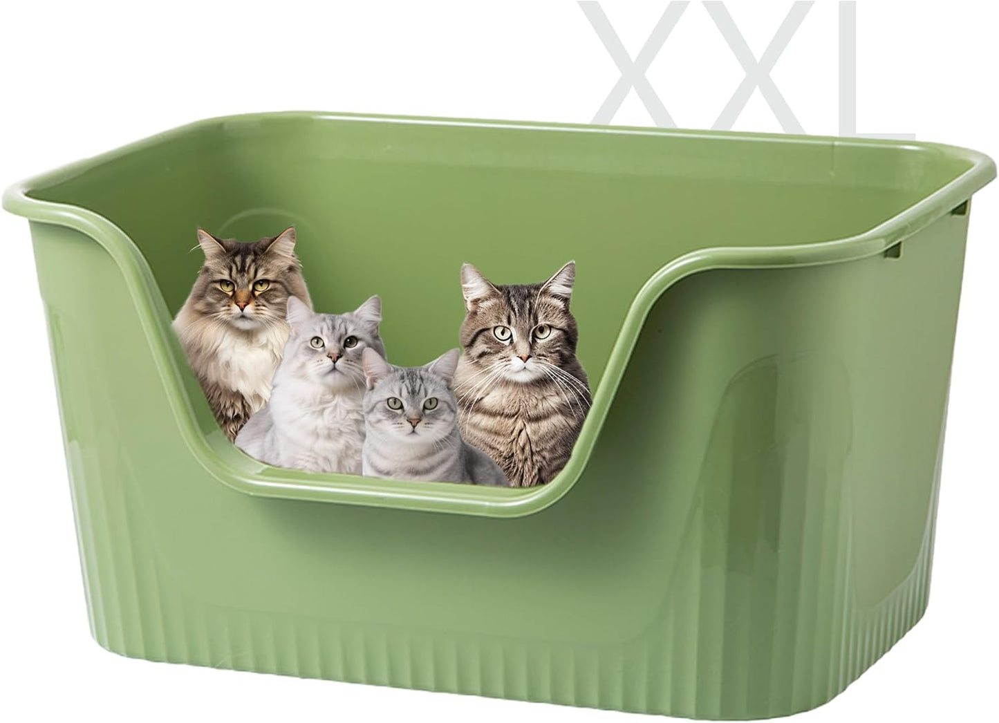 Vealind XXL Cat Litter Box 31''×21''×16'', Extra Large Litter Box for Big Cats or Multiple Cats, Jumbo High Sided Litter Pan, Leak-Proof & Anti-Splashing, Easy Clean & Durable (Green)