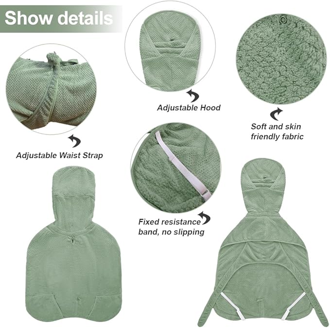Medium to Large Size Dog Bathrobe, Quick Drying Super Absorbent Used for After Bathing, Warm Dog Towels, Adjustable Hoodies and Belts for Pet Dogs Bath Clothes Products (Green Jacquard, 4XL)