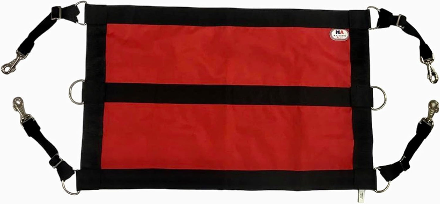 Majestic Ally 1200D 29"x19" Horse Stall Guard with Replaceable and Adjustable Length Straps and Replaceable Hardware (Red Black)