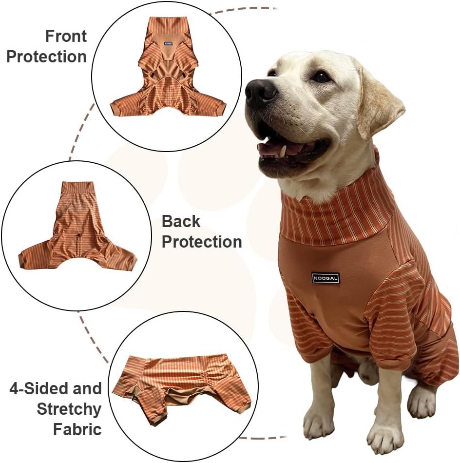 Dog Pyjamas PJS Sweater Clothes and Home Clothing Suitable for Medium to Large Breeds of Dogs, Dog Neutering Suits, Extra-Large Stretch Fabric, Four-Legged (Thickened Orange Stripes, 5XL)