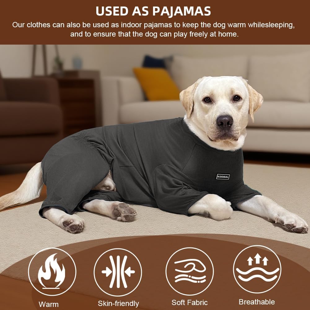 Dog Pyjamas PJS Sweater Clothes and Home Clothing Suitable for Large to Giant Breeds of Dogs, Dog Surgery Recovery Suit, Extra-Large Stretch Fabric, Four-Legged Clothes (Thin Dark Gray, 6XL)