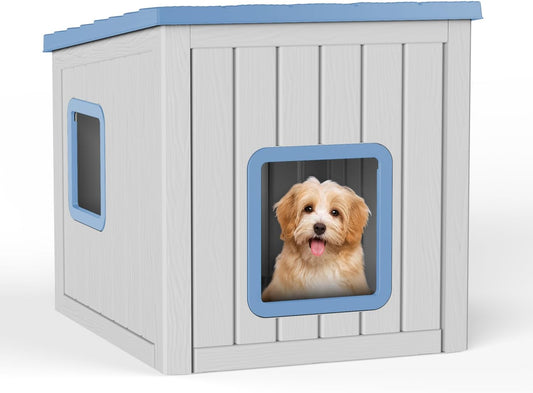 Dog House Small Dog Houses Outdoor with Sloped Roof Waterproof Ventilated Design Easy to Clean Elevated Floor Easy Assembly for Middle Sized Dogs