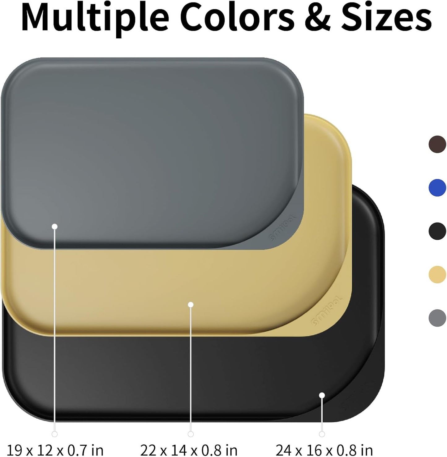 Silicone Pet Feeding Mat with Raised Edge & Residue Collection Pocket for Food and Water, Dog Bowl Mats, Cat Bowls Placemat with High Lip for Floor Waterproof, 19 x 12 x 0.7 White Sand