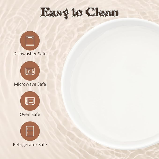 SPUNKYJUNKY Raised Ceramic Dog Bowls Set with Non-Slip Acacia Wood Stand for Large Sized Dog(60.87 OZ, White)