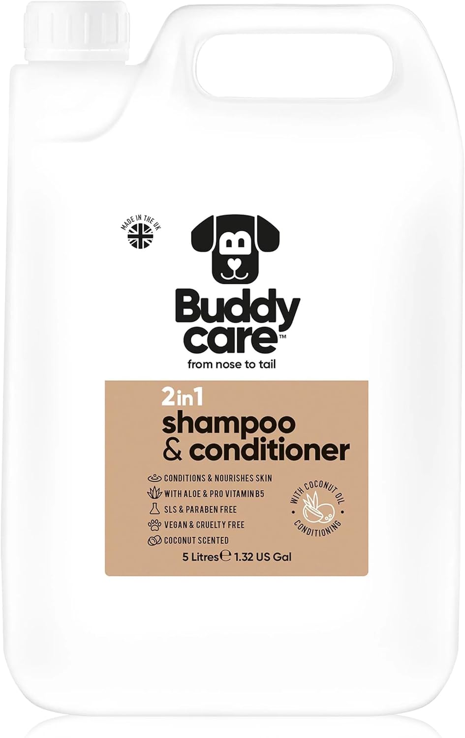 2in1 Dog Shampoo & Conditioner by Buddycare | Coconut Scented | with Aloe Vera and Pro Vitamin B5 (169.07oz)