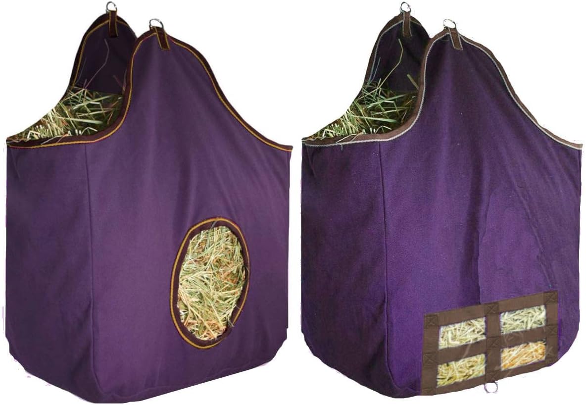 Derby Originals Large 24 OZ Canvas Horse Hay Bag 2 Sided Combo Design X Wide Gusset and 6 Month Warranty
