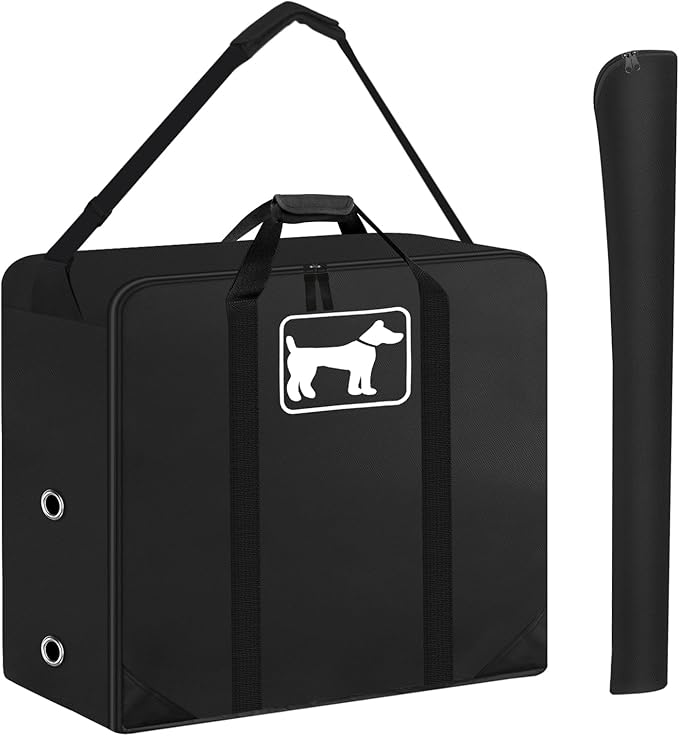 SIRUITON Dog Playpen Storage Bag Fits 40" H 8 Panels and 9 Stakes, Heavy Duty 600D Oxford Fabric Suitable for Foldable Exercise Pet Playpen, Dog Fence Travel Bag with Reinforcing Plate & Shoulder