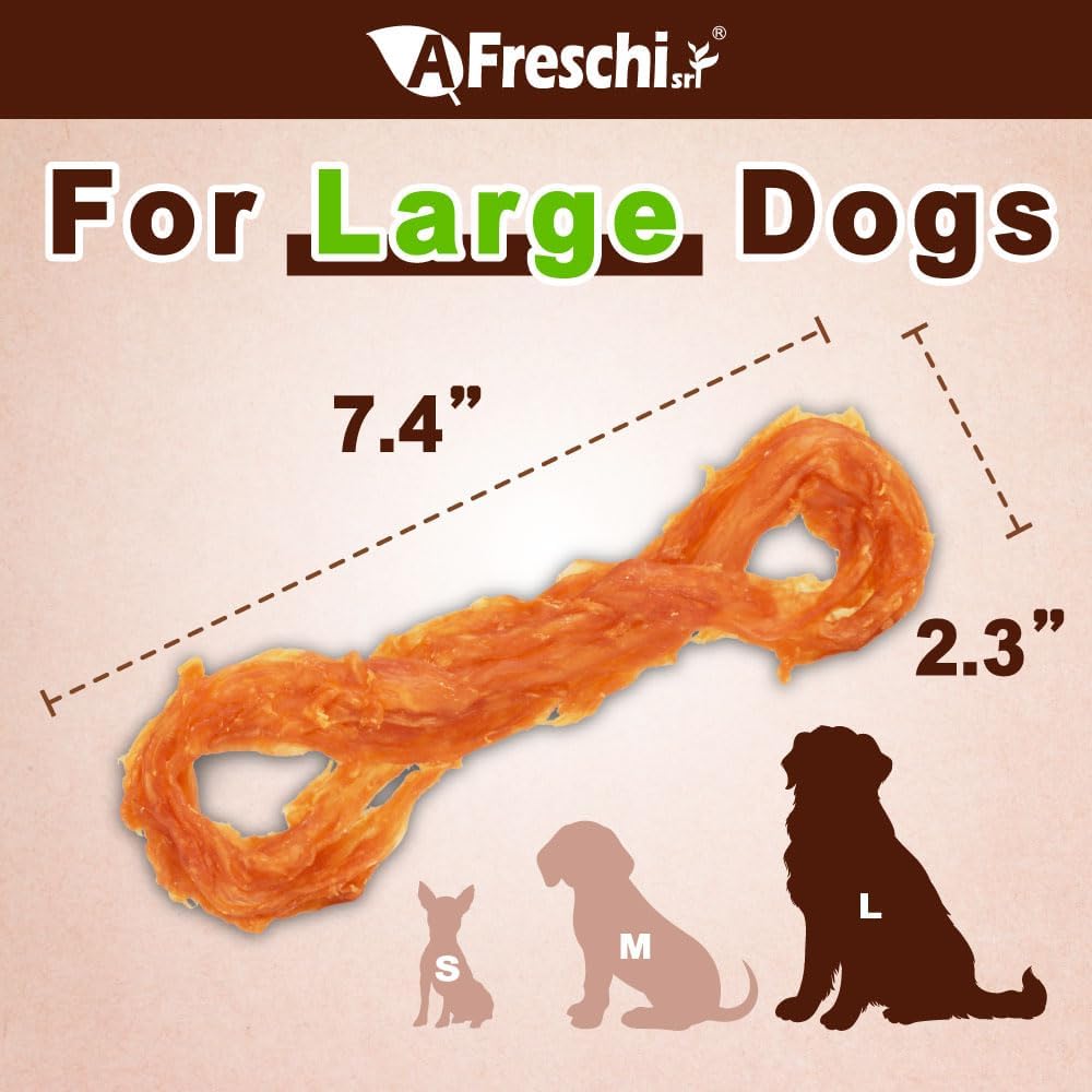 Afreschi Natural Turkey Tendon Rope (L) 3.53 oz, USA-Sourced Turkey Tendon, All Natural Human Grade Dog Chew, Hypoallergenic, Rawhide Alternative, Dog Treats for Large Breeds