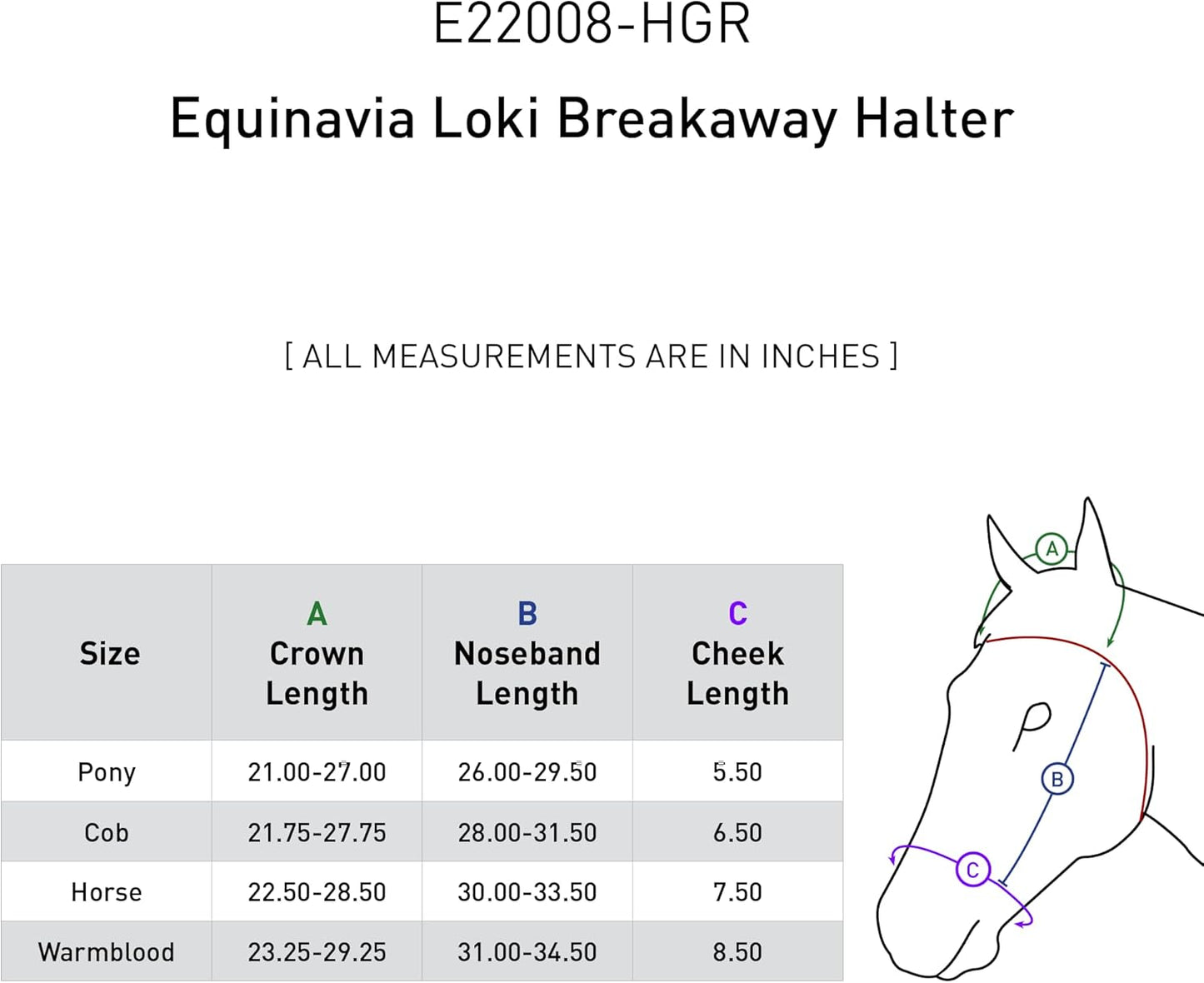 Equinavia Loki Adjustable Breakaway Horse Halter - Hunter Green - Pony