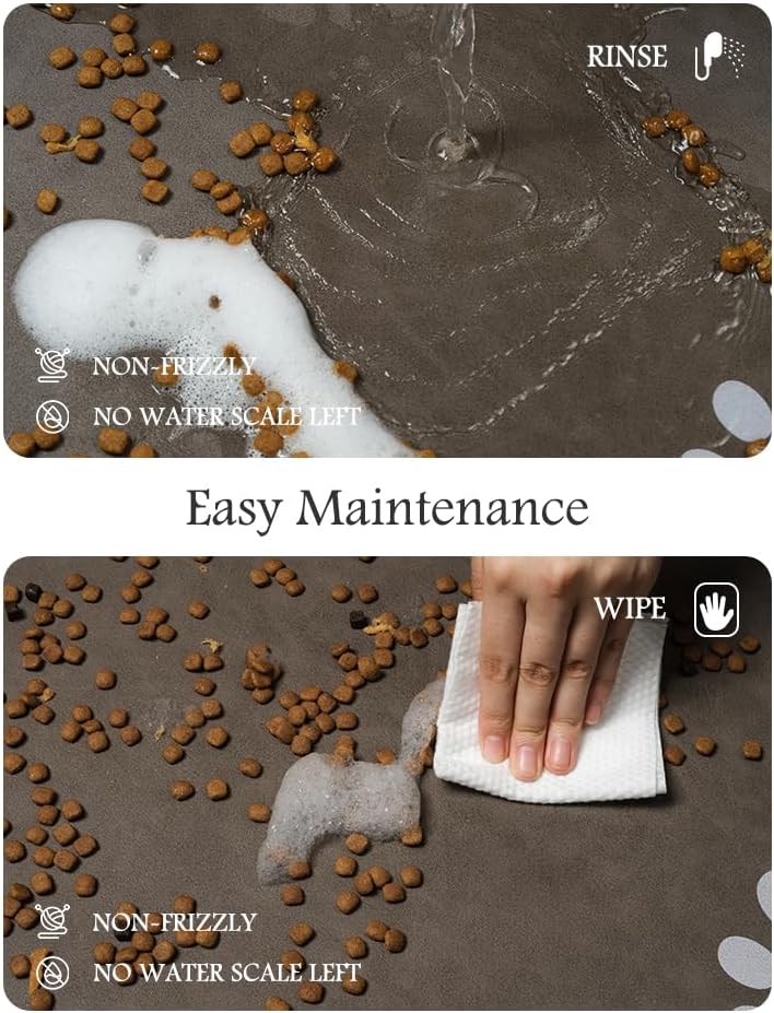 Pet Feeding Mat-Absorbent Dog Mat for Food and Water Bowl-No Stains Quick Dry Water Dispenser Mat-Dog Accessories Pet Supplies-Bowl for Messy Drinkers（Brown,12"x19"