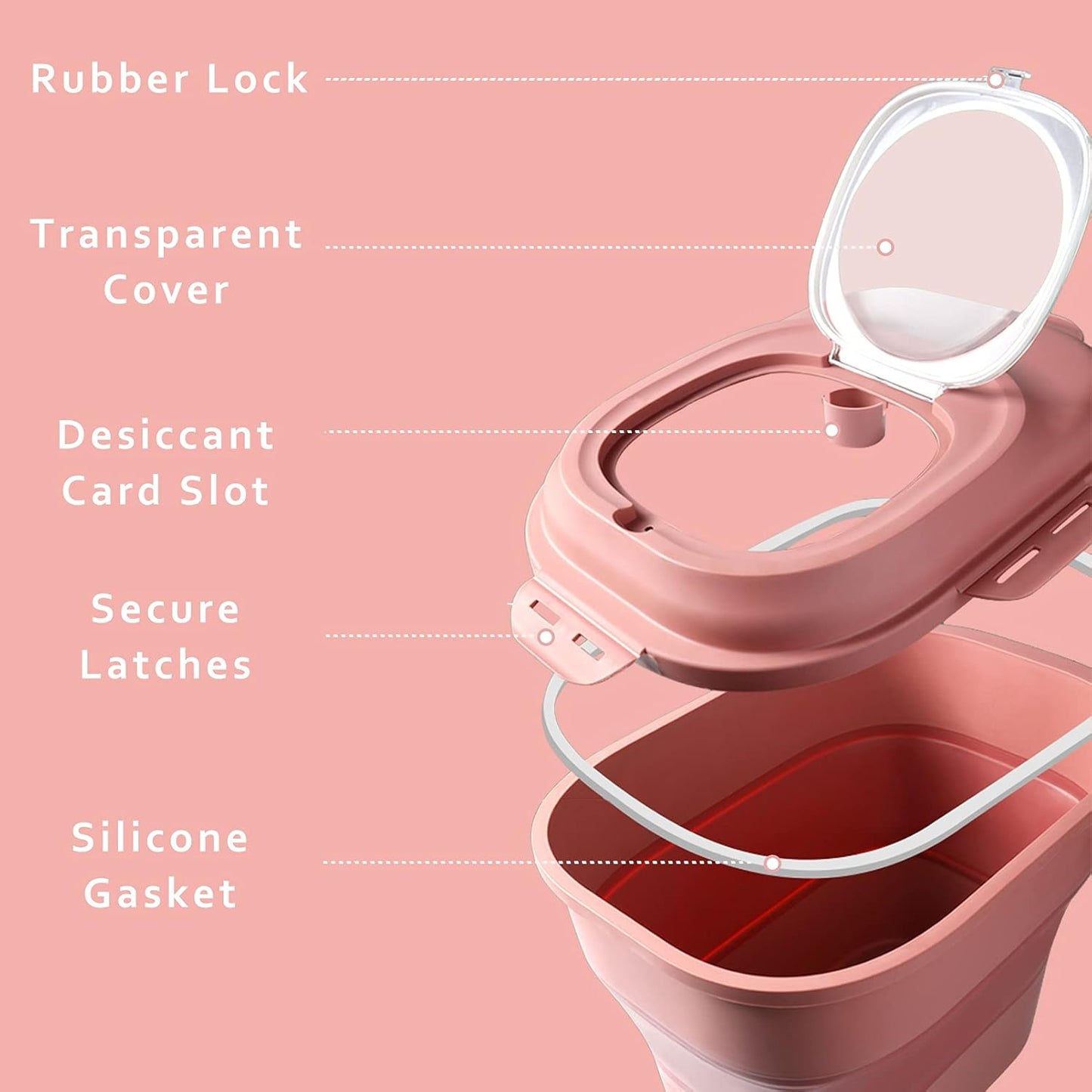 Cereal Rice Food Storage Containers, Collapsible 20 to 50 Lbs Dispenser Bin with Rolling Wheel Airtight Locking Lid, Dog Pet Cat Flour Sugar Plastic Leakproof Sealable Large Kitchen Pantry Holder