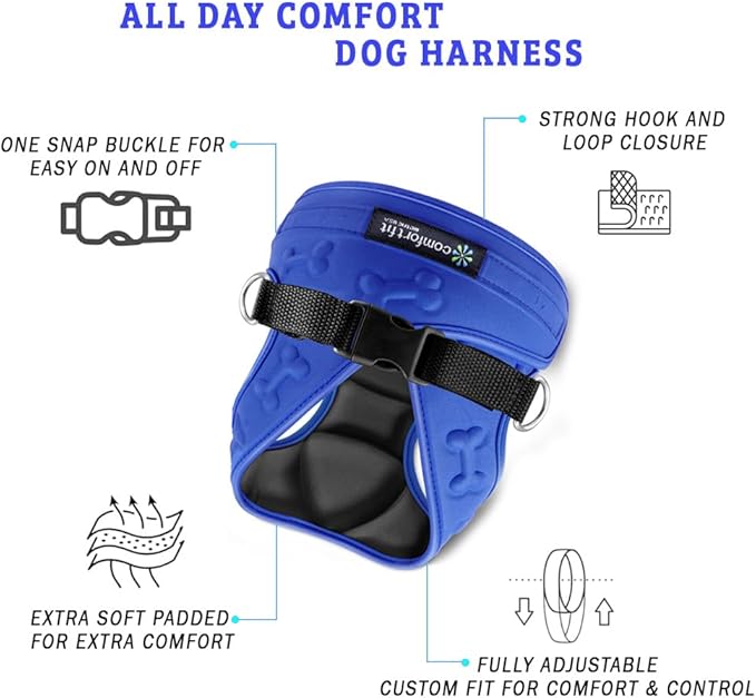 Comfort fit All Weather Step-in Dog Harness - Adjustable Small Dog Harness Medium Sized Dogs - Soft Padded Easy Walk Dog Vest Harnesses