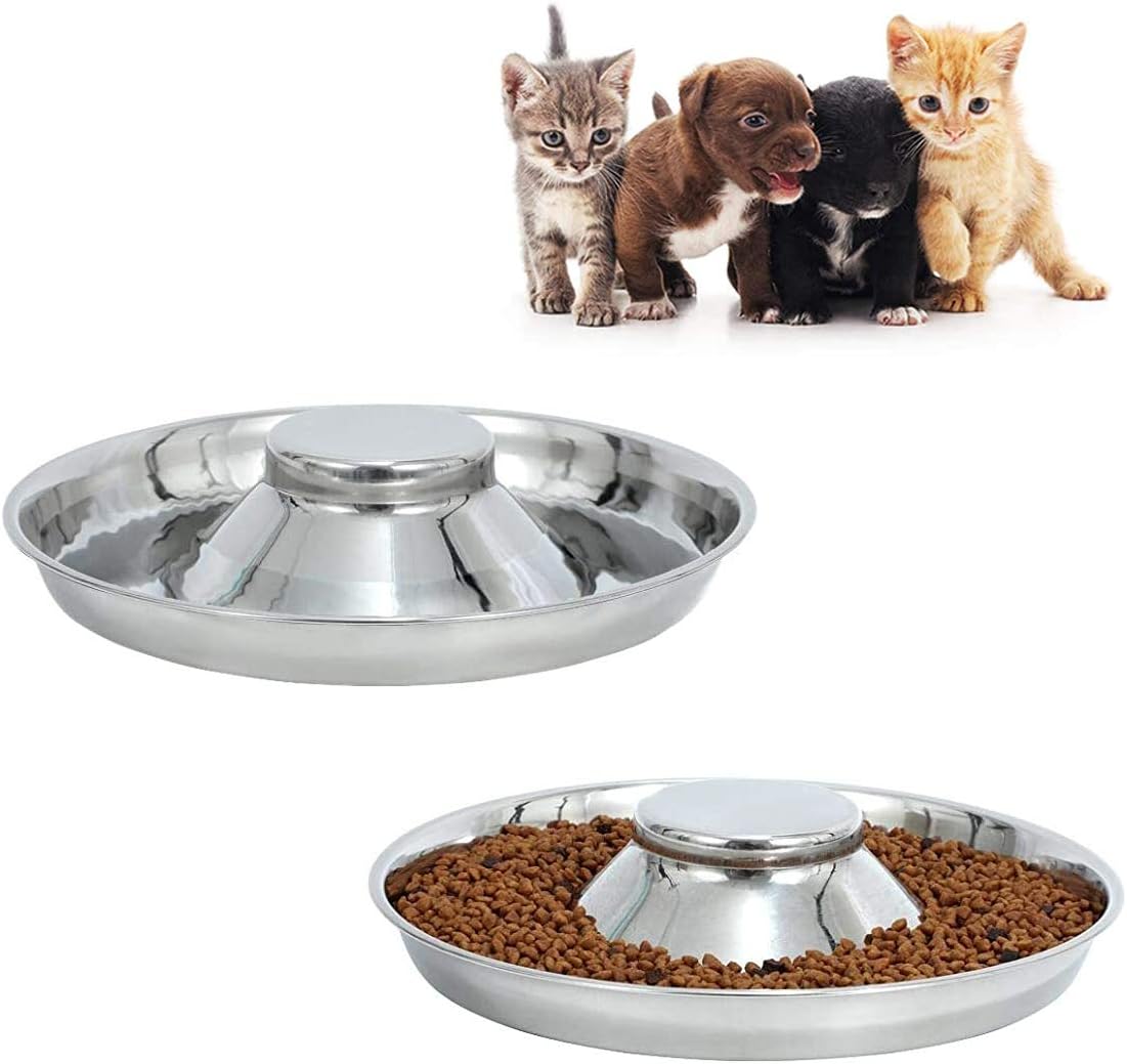 Stainless Steel Puppy Kitten Dish Whelping Weaning Dishes Feeder 11.8inch (2 Pack)