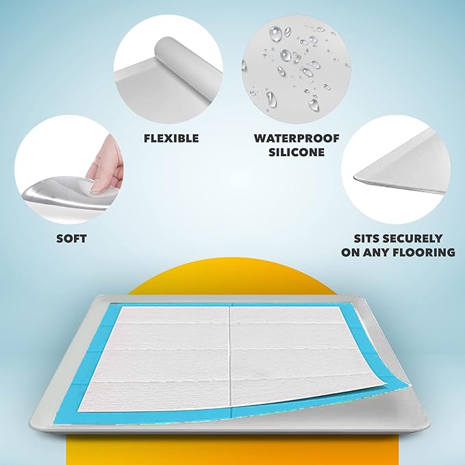 TidyFriend Dog Pee Pad Holder Tray Fits for 24” x 24” Wee Wee Pee Pads - Stable Grip, Raised Edges, Quick-Wipe Silicone Surface Dog Potty Tray Holder for Indoor Flooring Protection (Grey)