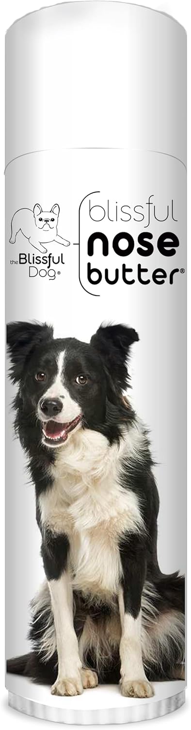 The Blissful Dog Border Collie Nose Butter for Dry, Cracked Skin, Lick-Safe Dog Nose Balm with Moisturizing Shea Butter, Almond, Olive, and Essential Oils, Pet Supplies, Uncented, 0.50 oz.