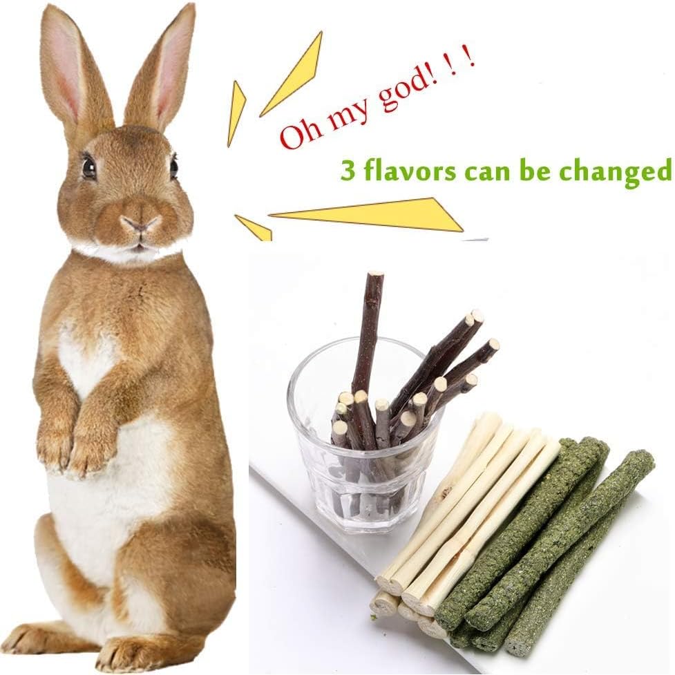 600g Guinea Pig and Rabbit Chew Toys - Sweet Bamboo and Timothy Apple Sticks for Healthy Teeth and Relaxation - Natural and Safe Guinea Pig Chew Toys