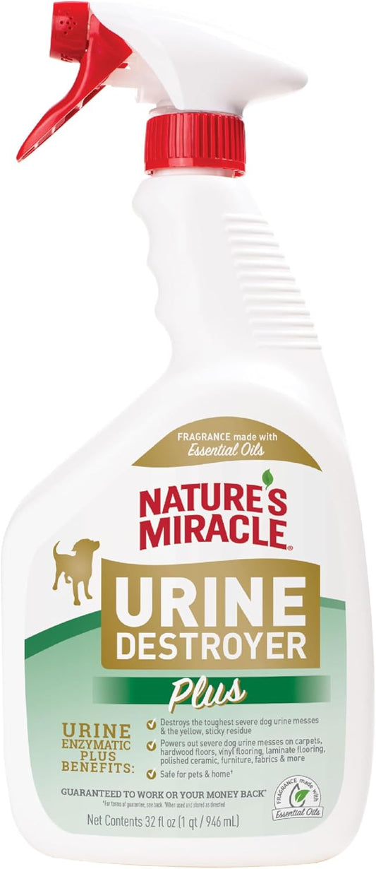 Nature’s Miracle Urine Destroyer Plus Dog, 32 Ounces, Enzymatic Formula, Ready-to-Use