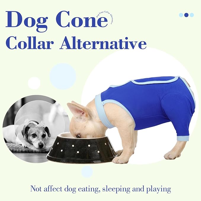 ROZKITCH Dog Surgery Leg Sleeve Rear Legs, Male Female Pet Prevent Licking Wound Elbow Knee Protector, Dog Recovery Suit Cone Collar Alternative Pants Shirt for Wound Heal Wrap Blue M