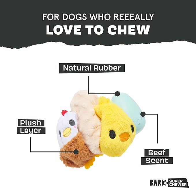 Barkbox Hatch Me If You Can Dog Toy for Medium to Large Aggressive Chewers Two-Layer Tearable Toy with Hidden Surprise Inside for Interactive Playtime
