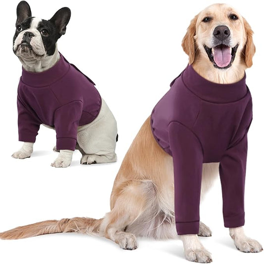 IDOMIK Dog Recovery Suit, Dog Surgery Recovery Suit Front Legs, Comfy Joint Leg Sleeves After Surgery, Elbow Braces Protector for Leg Injuries & Joint Pain, Cone Collar Alternatives,Purple,L