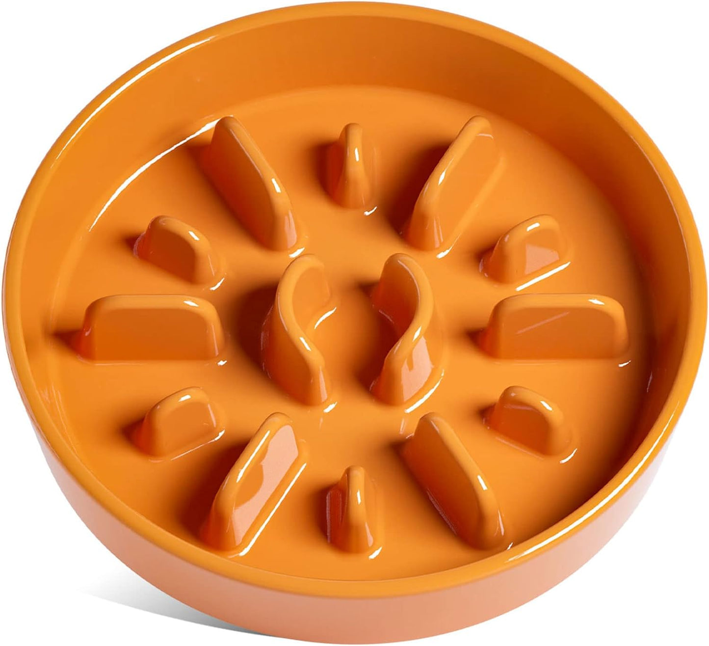 LE TAUCI Slow Feeder Dog Bowls Ceramic,3 Cups Slow Feeding Dog Bowl Medium Large Breed, Pet Bowl for Fast Eaters, Puzzle Pet Dishes,Sun Orange