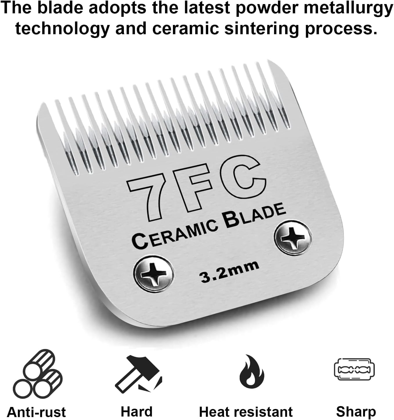 7FC Blades Dog Grooming Clipper Compatible with Andis Pet/Oster A5/Wahl KM Series, Ceramic & Stainless Steel Blade