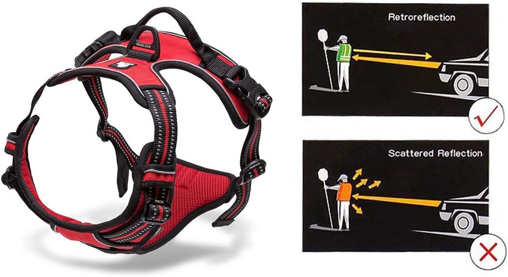 Truelove No Pull Dog Harness with Easy Control Handle and 2 Leash Attachments,Reflective Adjustable Pet Vest