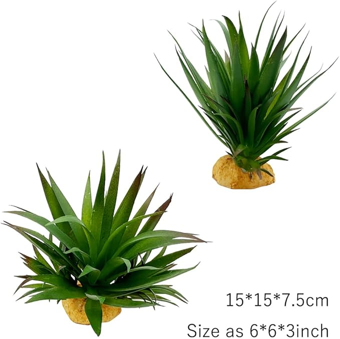 Smoothedo-Pets Reptile Artificial Plants Succulent Terrarium Decor Desert Plant Lizard Bearded Dragon Chameleon Gecko Snake Amphibian Habitat Hideout Turtle Tank Accessories (Green-2pcs-Set)