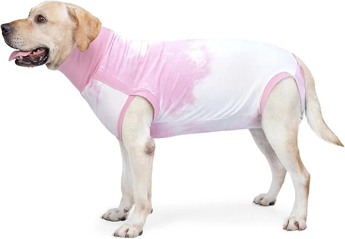 Recovery Suit for Dogs Male/Femalesurgery Tie Dye Dog Shedding Suitwound After Surgery Wear, Prevent Licking Wounds, E-Collar & Cone Alternatives M Pink2