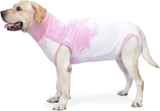 Surgery Suit for Dogs Medium Large Dog Recovery Suit Tie Dye Shedding Suit for Abdominal Wounds, Shedding, Prevent Licking XXL Pink2