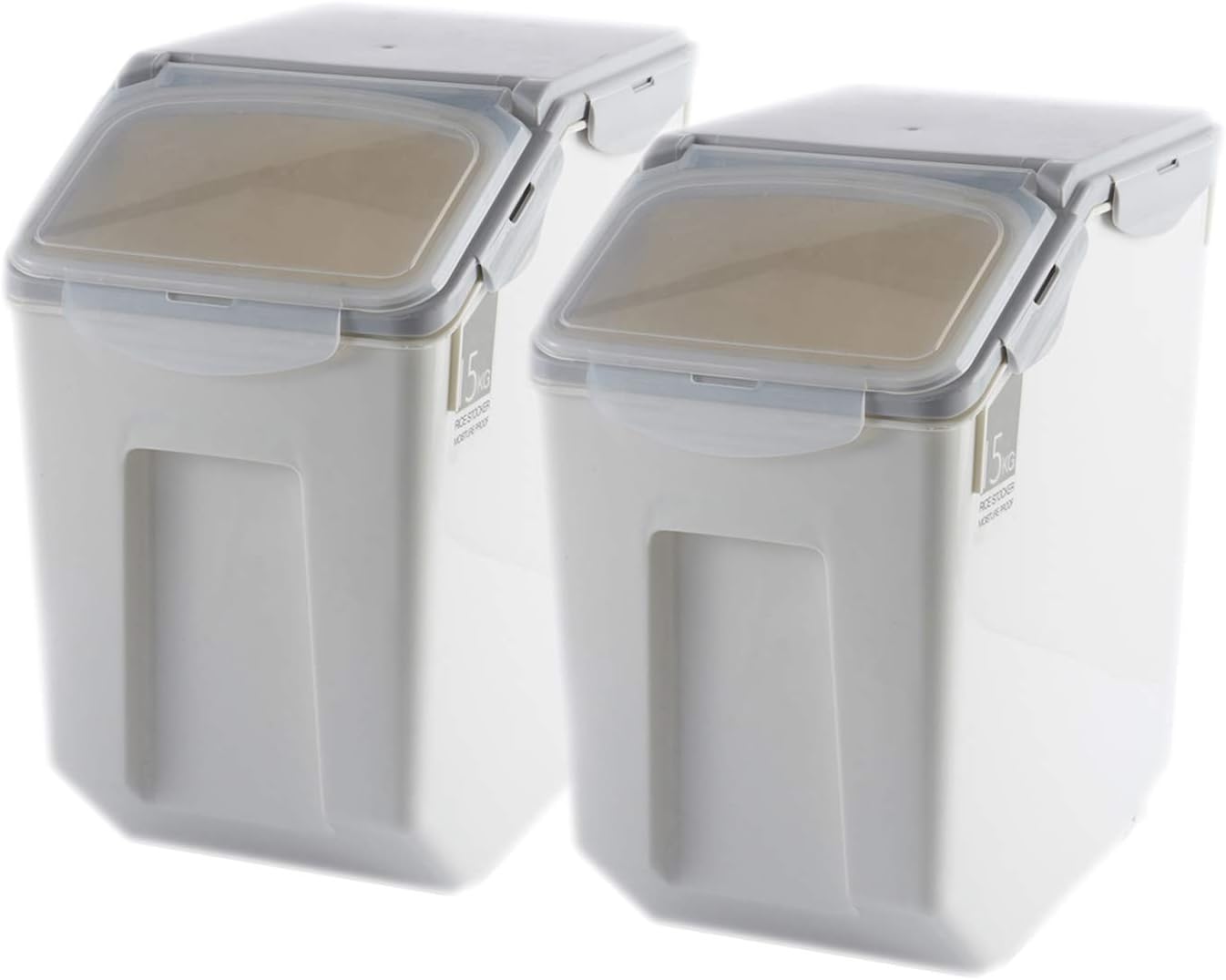 2-Pack 15L/4 Gallon Airtight Food Storage Containers with Locking Lids – Leakproof Dry Dog Food Rice Grain Bin for Kitchen Pantry Organization (507oz)