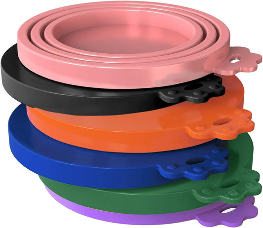 WANBAO Food Can Lids Pet Can Covers 6 Pcs for All Standard Size Dog and Cat Food Can Lids, Mix Color Dark Blue, Dark Green