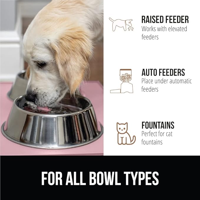 GORILLA GRIP 100% Waterproof Raised Edge BPA Free Silicone Pet Feeding Mat, Dog Cat Food Mats Contain Spills Protects Floors, Placemats for Cats and Dogs Water Bowl, Pets Accessories 28x18 Pink