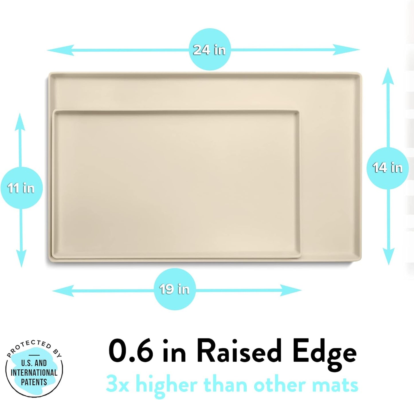 CatGuru Cat Food Mat, Small & Large Pet Feedingd Mat, 100% Waterproof Cat Mats for Food and Water, Silicone Mats for Pet Bowls, Non-Slip Placemat for Water Bowl or Fountain (Small, Sand)