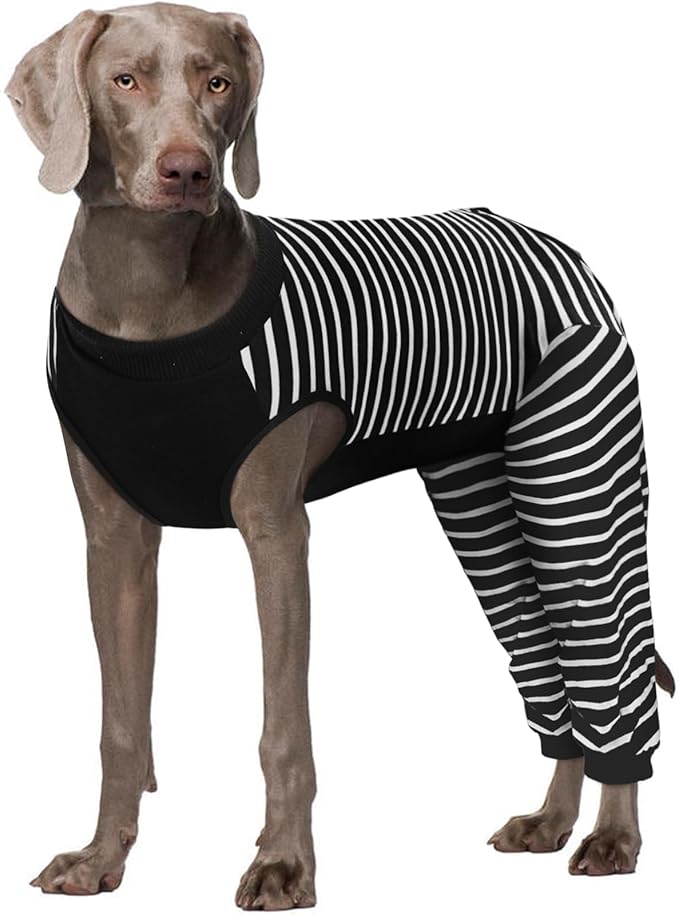 Kuoser Dog Recovery Suit, Anti Licking Dogs Rear Leg Sleeve, Abdominal Dog Surgical Suit with Pants Cover Protect Wounds, Dogs Elbow Protector Soft Pet Surgery Onesie Cone Alternative, Black 3XL