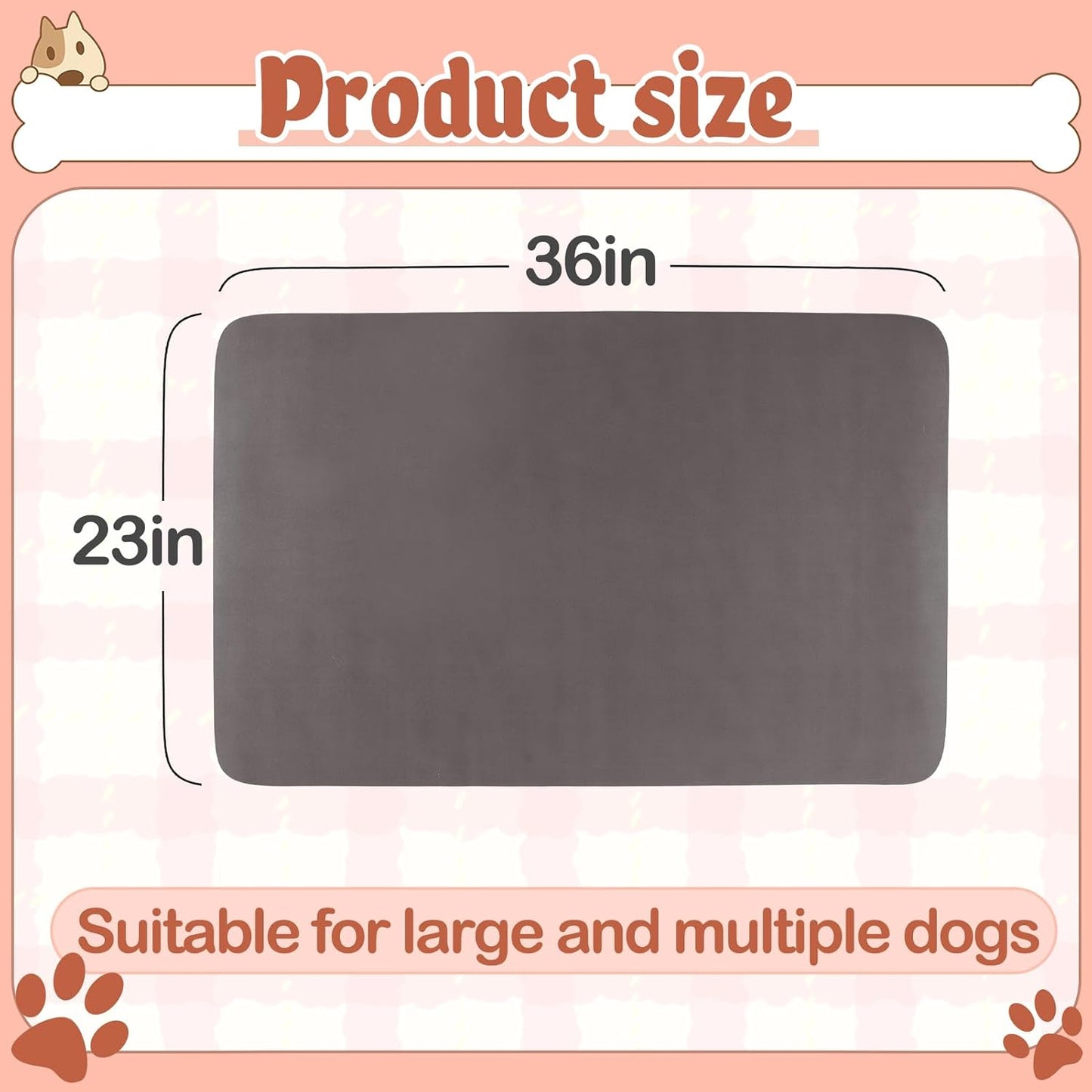 Quick Dry Absorbent Dog Food Mat, 36 x 23 in Diatom Anti-Slip Mud Dog Water Bowl Mat, No Messy Pet Feeding Mat Dogs Supplies for Large and Multiple Dogs