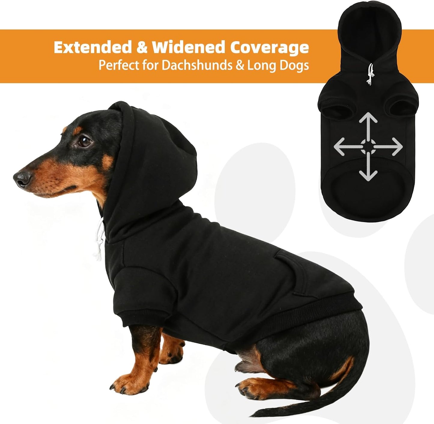 KOOLTAIL Dachshund Dog Hoodie - Soft and Warm Dogs Hoodie Sweater with Leash Hole and Pocket, Pet Winter Coat, Cold Weather Clothes Sweatshirt for Small Medium Large Dogs Puppy Cat Boys Girls L