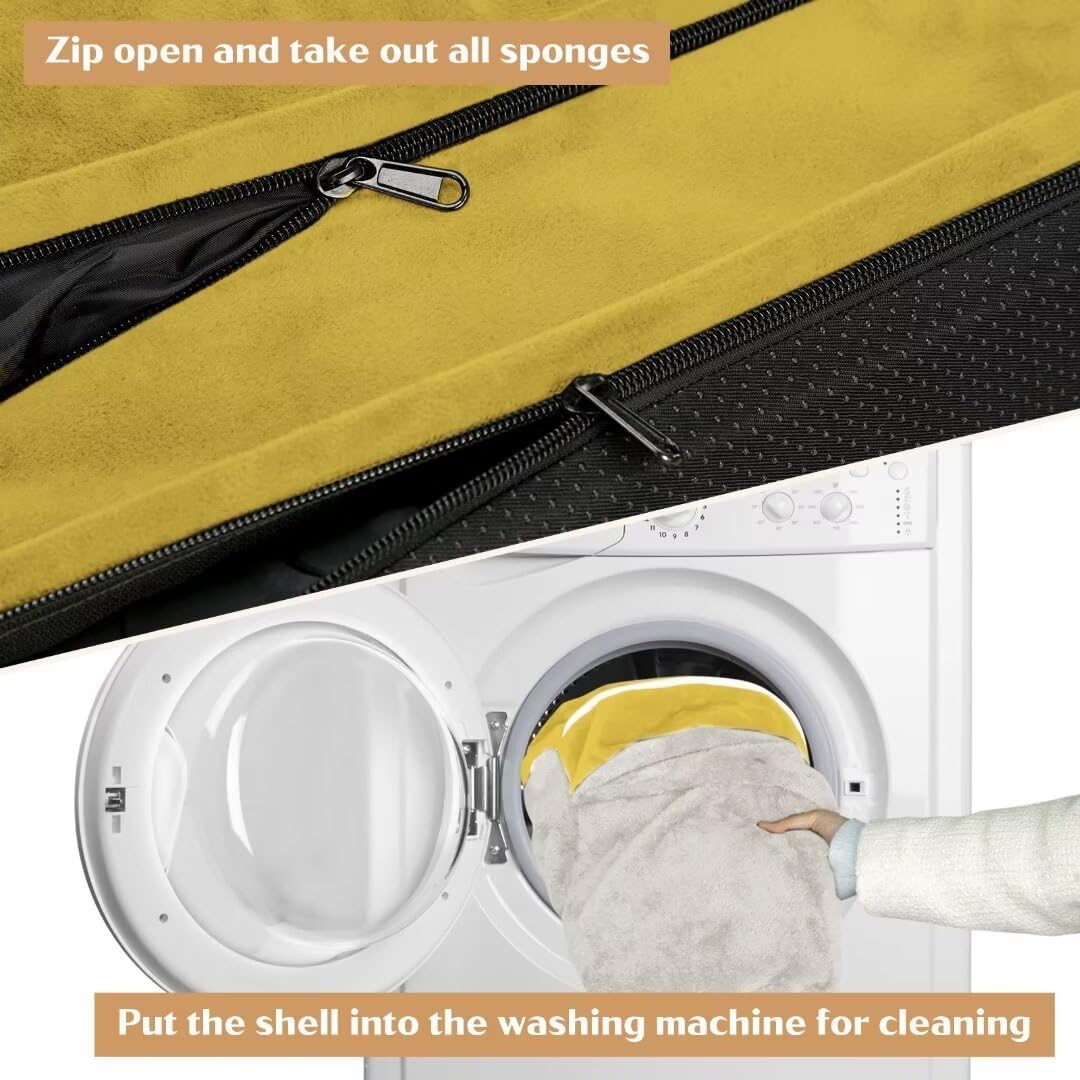 Comfort Expression Orthopedic XL Dog Beds, Waterproof Extra Large Dog Bed with Bolster, Washable Dogs Bed Sofa with Removable Cover & Non-Slip Bottom(X-Large,Spicy Mustard)