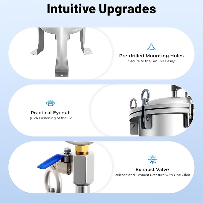 #2 304 Stainless Steel Bag Filter Housing w/Mesh, 2" NPT Inlet/Outlet, 150 PSI High Pressure Bag Water Filter Purification Equipment Industrial Filtration System