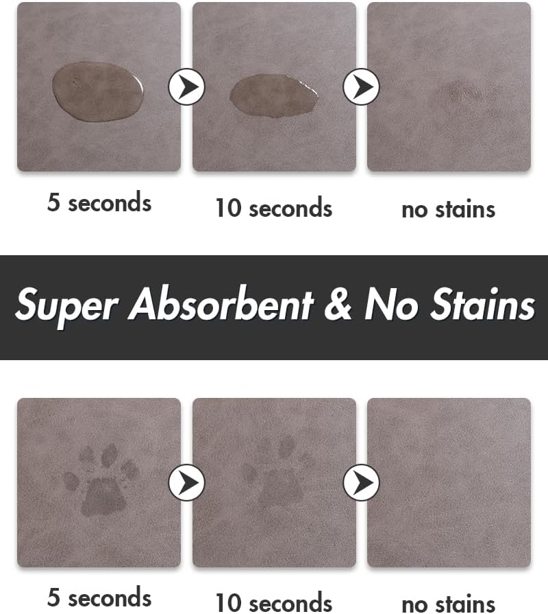 MontVoo-Absorbent Pet Feeding Mat-No Stains Pet Mat for Food and Water Bowl-Quick Dry Cat & Dog Food Mat Water Dispenser Mat-Pet Supplies Mat-Dog Water Bowl Mat for Messy Drinker Brown