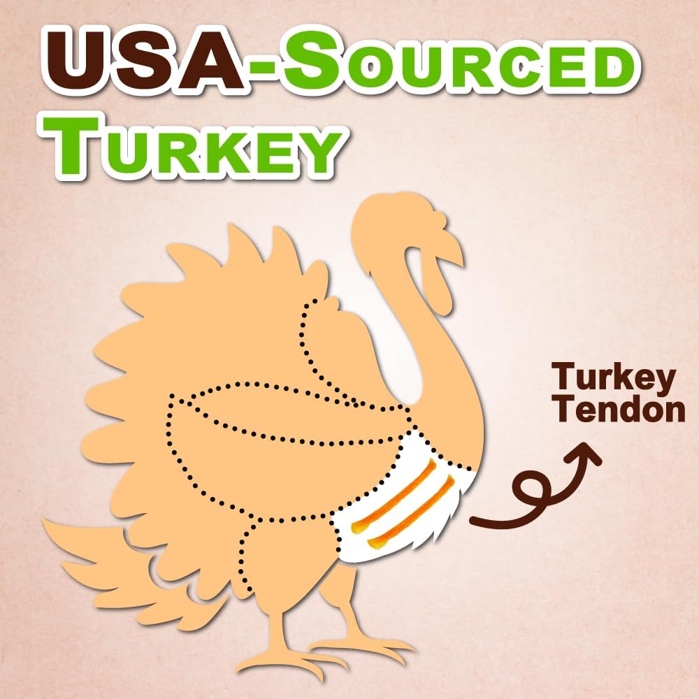 AFreschi Turkey Tendons for Dogs, USA-Sourced, Healthy Dog Treats, Rawhide-Free Puppy Chews, Long Lasting, All Natural, Hypoallergenic Dog Treats, Classic Series, Flaked, 3.5 oz Pack