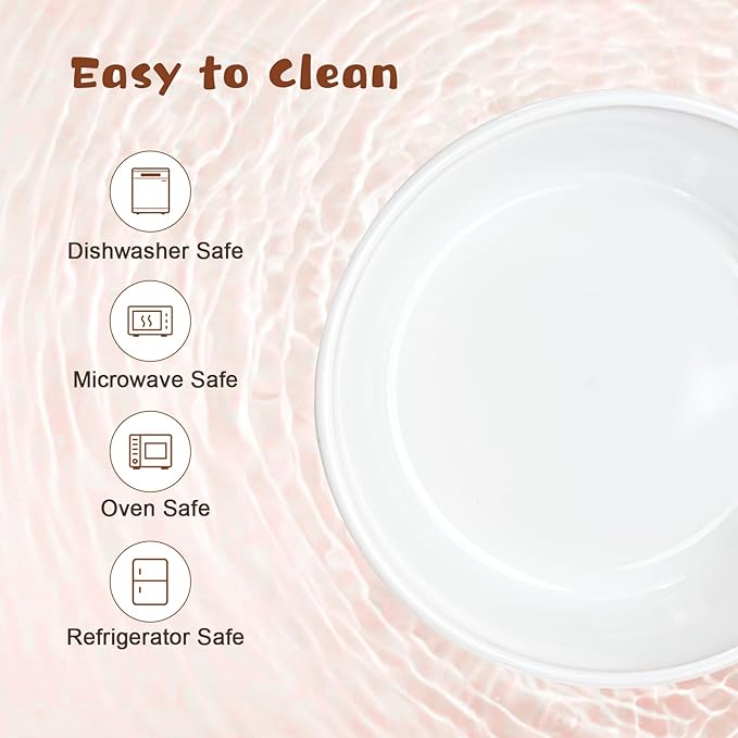 SPUNKYJUNKY Ceramic Elevated Dog Bowl Set with Acacia Wood Stand for Food and Water for Large Dogs (60.87 OZ, White, Dog Paw Pattern)