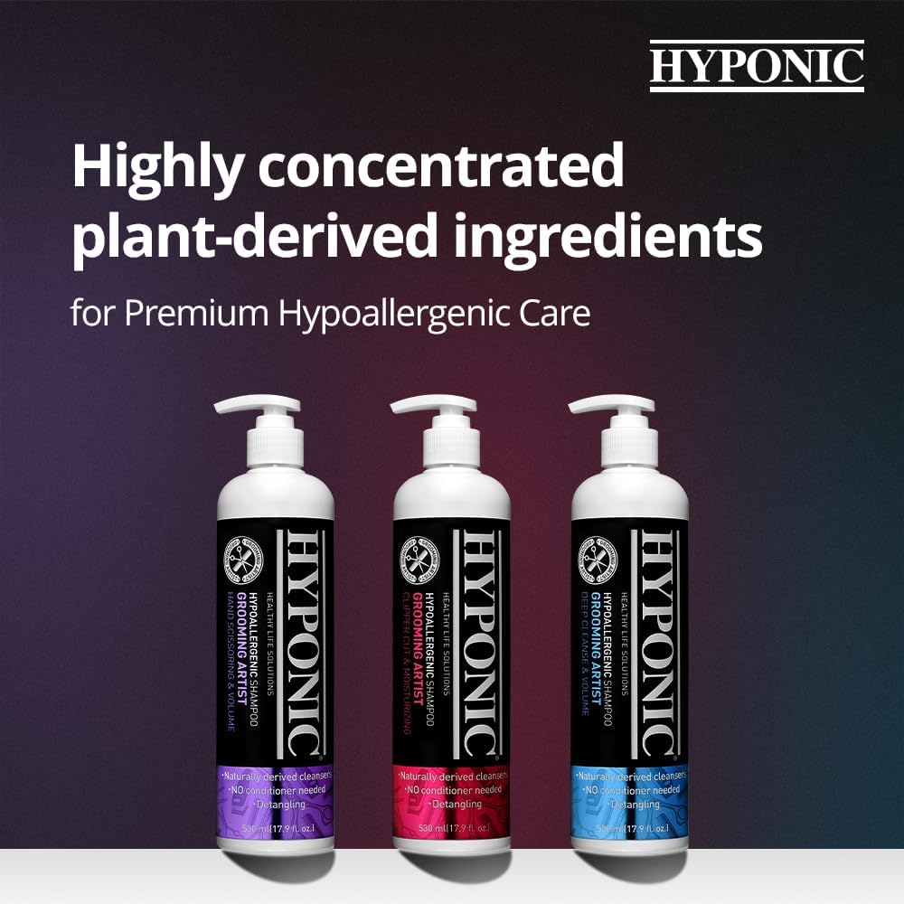 HYPONIC Grooming Artist Shampoo - Hypoallergenic Pet Shampoo for Groomers (Deep Cleanse & Volume (17.9 oz))