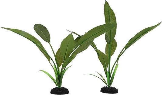 2-Pack 12 Inch Aquarium Silk Aquarium Plants, Artificial Plastic Plant for Small Tank, Goldfish, Fish Hides (Green C, 12 Inch)