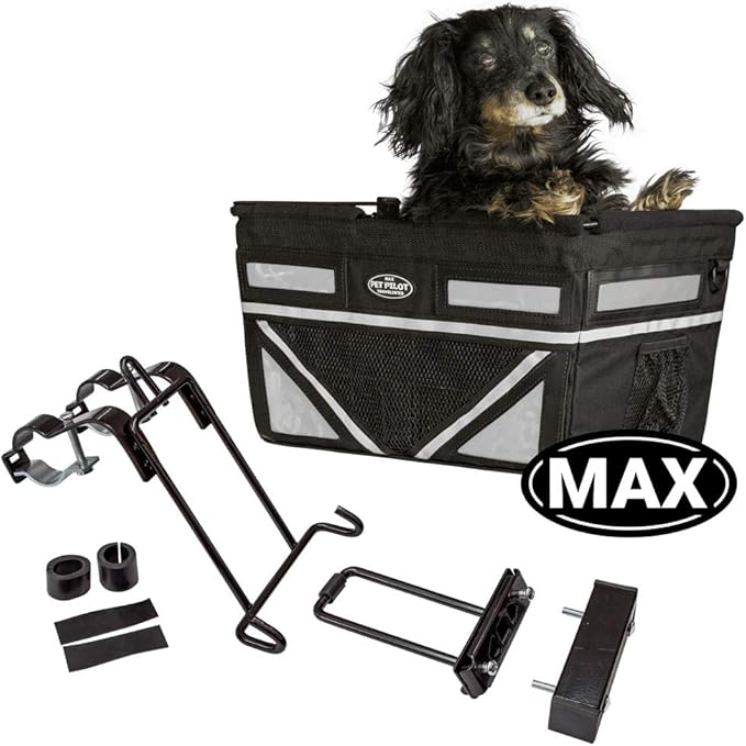 TRAVELIN K9 Pet-Pilot MAX Dog Bicycle Basket Carrier | 8 Color Options for Your Bike (Silver/Grey)
