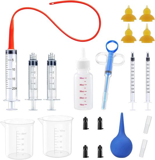 Kitten Bottle Feeding Kit, Pet Bottle, Silicone Nipples, 10 FR Feeding Tube, Pet Pill Shooter, Aspirator Bulb, Small Animal Feeding Supplies, for Tiny Animal, Kitten, Puppy, Rabbit, Squirrels