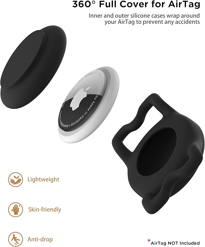 Dog Collar with Waterproof AirTag Holder & Anti-Lost QR Code, Cute Bling Warpping Adjustable Width for Small Medium Large Pet (Black, S)